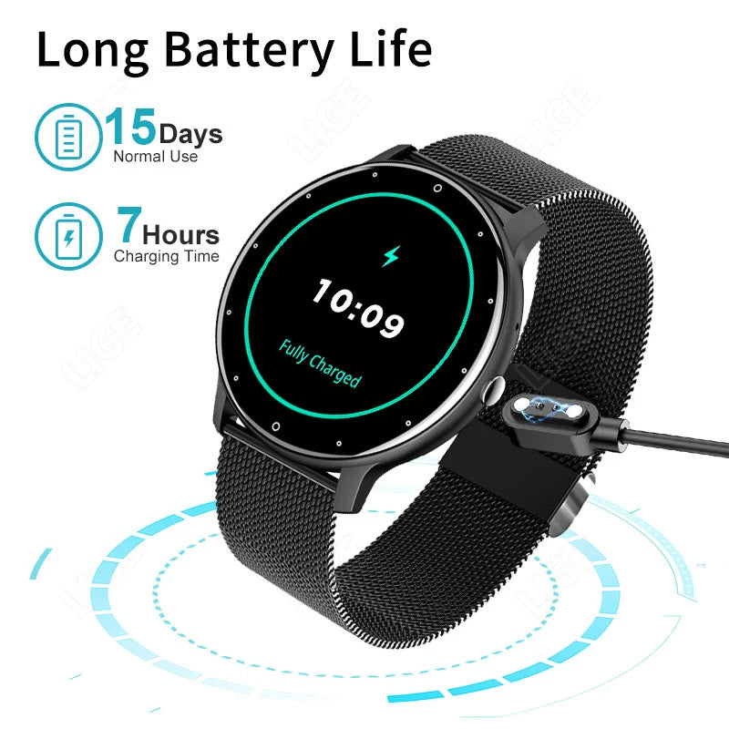 LIGE 2024 New Men Smart Watch Real-time Activity Tracker Heart Rate Monitor Sports Women Smart Watch Men Clock For Android IOS