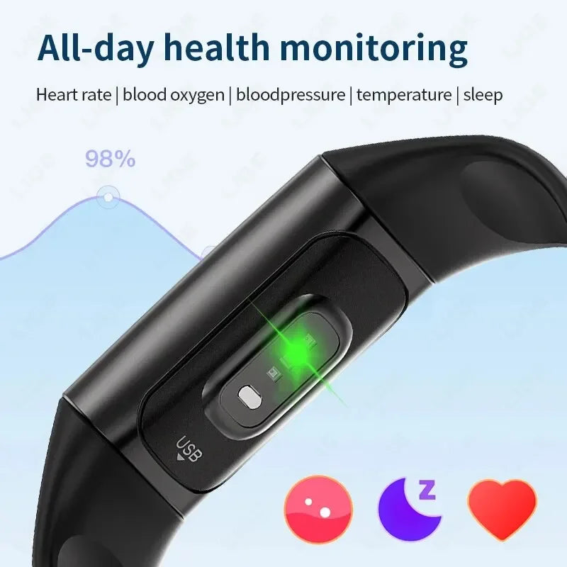 Smart Wristband Sport Fitness Heart Rate Tracker Smartwatch AMOLED Screen Waterproof Smart Bracelet For Men Women 2024