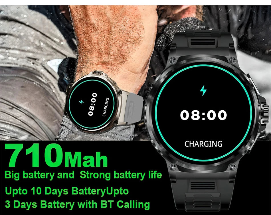 2024 New 710mAh Large Battery SmartWatch Men Health Monitoring IP68 Waterproof with 100+Sports Modes Bluetooth Call Smart Watch