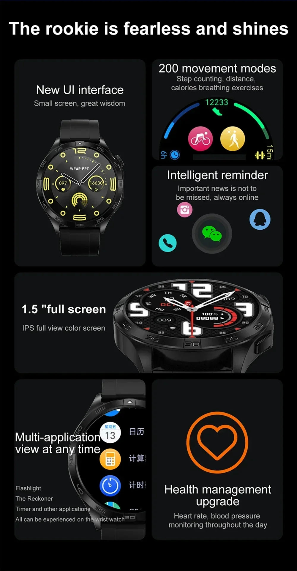 Zordai DT5 Mate Smart Watch 2024 New for Men 1.43" HD Screen NFC Bluetooth Call NFC Heart Rate GPS Tracker Fitness Smartwatch