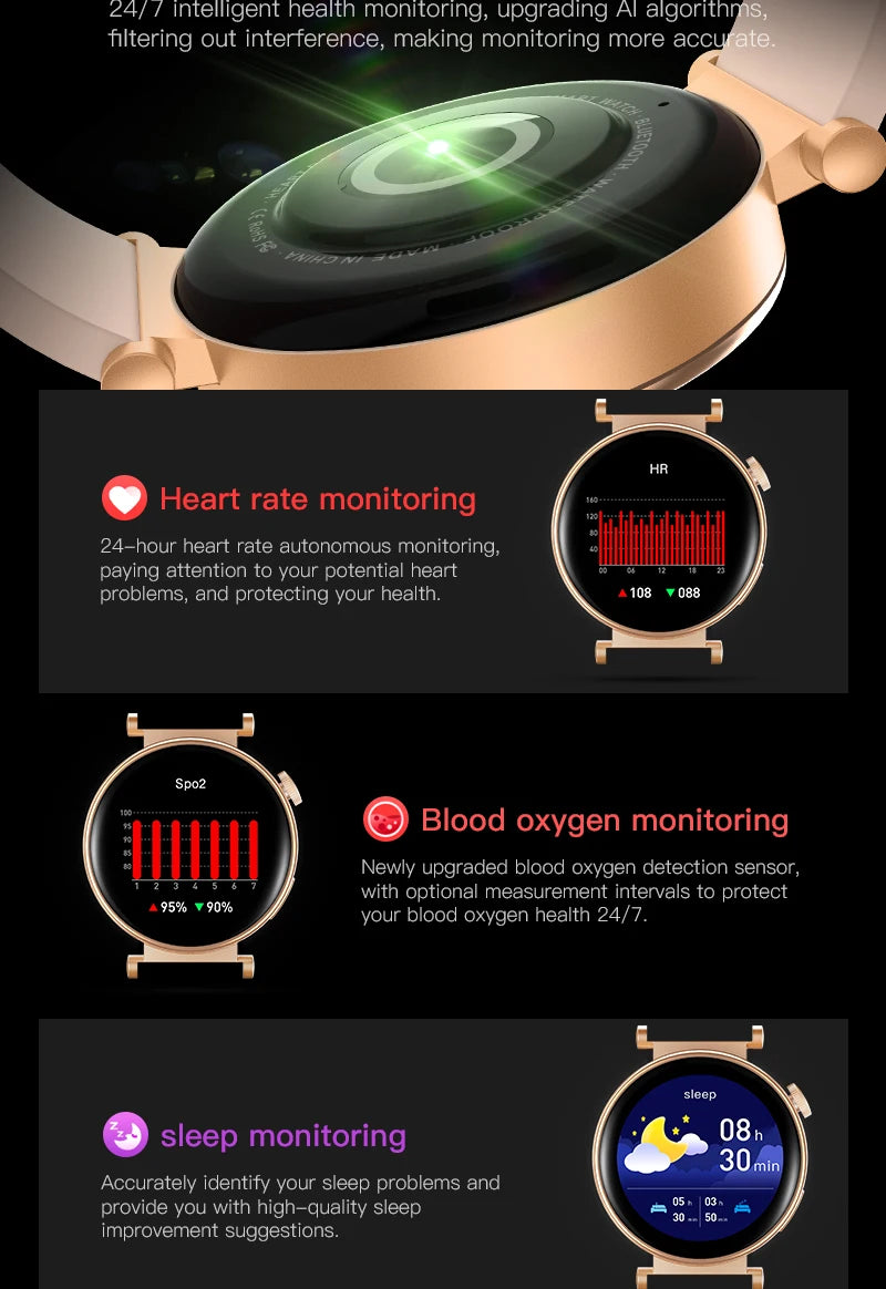 HD Bluetooth Call Smart Watch 2024 Health Monitoring Exercise Tracking NFC Multi-functional Android Apple Smartwatch For Women