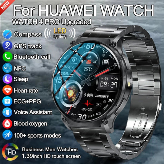 2024 New NFC Smart Watch Men ECG+PPG Compass Temperature GPS Sports Fitness Tracker Bluetooth Call Smartwatch For Huawei Watch 4