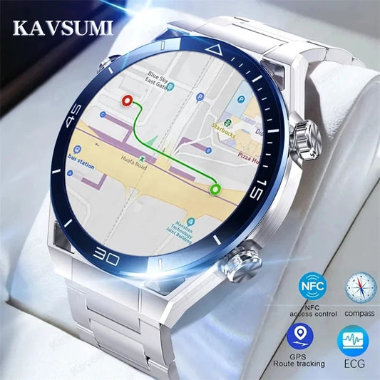 2024 New GPS Smart Watch Men 454*454 HD AMOLED Full Touch Screen Bluetooth Call NFC Watches Compass IP68 Waterproof Smartwatch