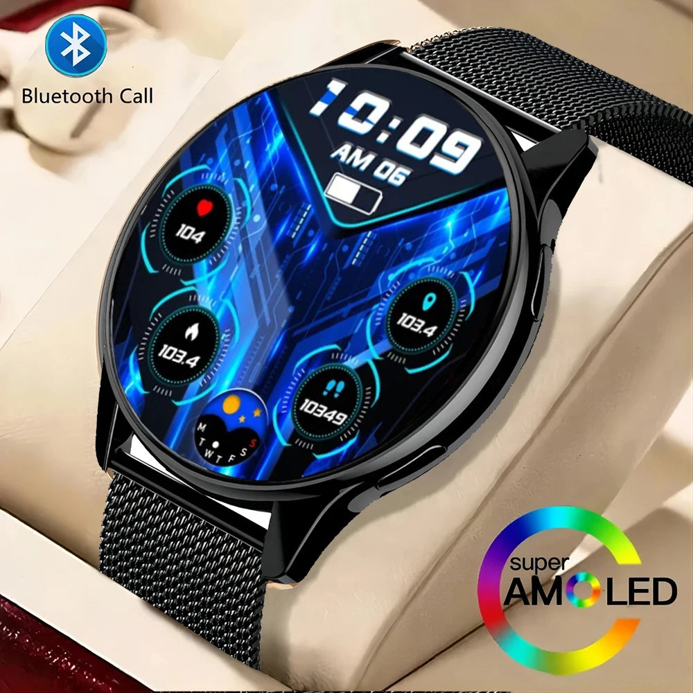 New Smart Watch 2024 AMOLED Display reloj hombre Custom Dial Round Smartwatch For Men Women 22mm Replace Strap Bluetooth Watches