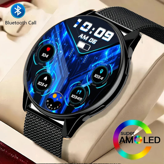 New Smart Watch 2024 AMOLED Display reloj hombre Custom Dial Round Smartwatch For Men Women 22mm Replace Strap Bluetooth Watches