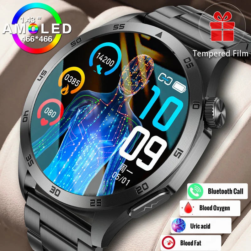 1.43'' Round Smart Watch Men Ecg for Xiaomi Android Ios Watches AMOLED Waterproof Blood Pressure Bluetooth Call Smartwatch 2024