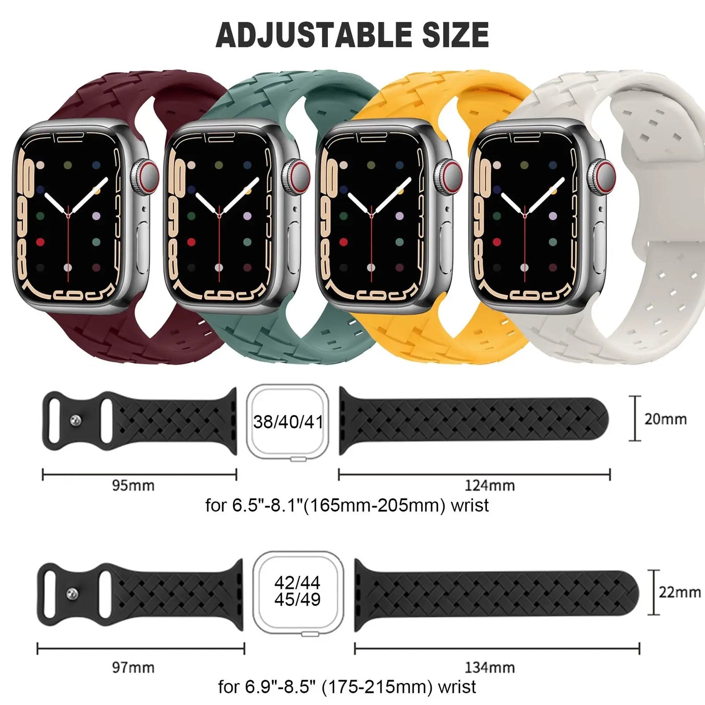 Sport Braided Silicone Strap For Apple Watch Band 44mm 40mm 45mm 49mm 38mm Breathable bracelet iwatch series 9 7 3 8 se ultra 2