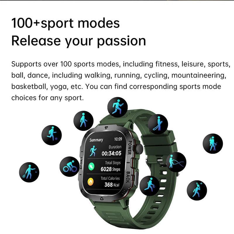 For HUAWEI Military Smart Watch Men IP68 GPS Outdoor 100+Sports Fitness Tracker Health Monitor 2.01" BT Call Smartwatch 2024 New