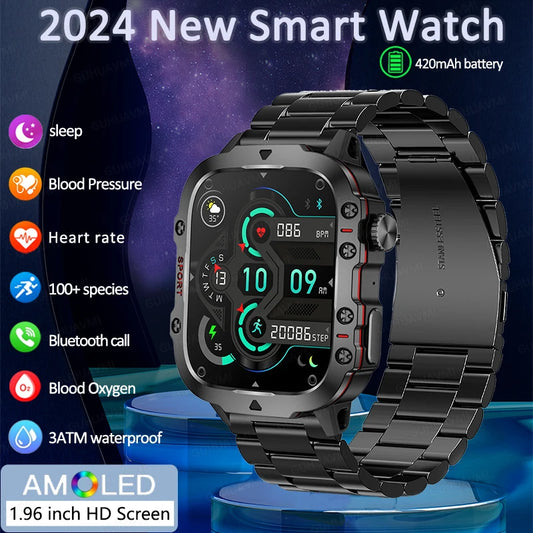 Rugged Military GPS Smart Watch Men For Huawe ios Ftiness Watches Ip68 Waterproof AI Voice Bluetooth Call Smartwatch 2024 New