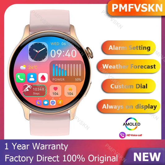 2024 AMOLED Smart Watch Always on display Men Women NFC Waterproof Fitness Tracker Bluetooth Call Smartwatch Heart Rate Monitor