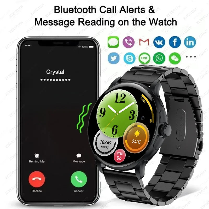 2024 New AMOLED Smart Watch Women 1.43 inch Screen Bluetooth Call Voice Control IP68 Waterproof Fitness Bracelet Smartwatch Men