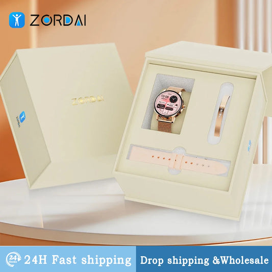 Zordai Women Smartwatch OD9 Amoled Smart Watch Blood Pressure Health Monitor BT Call Waterproof Bracelet Ladies For Android iOS