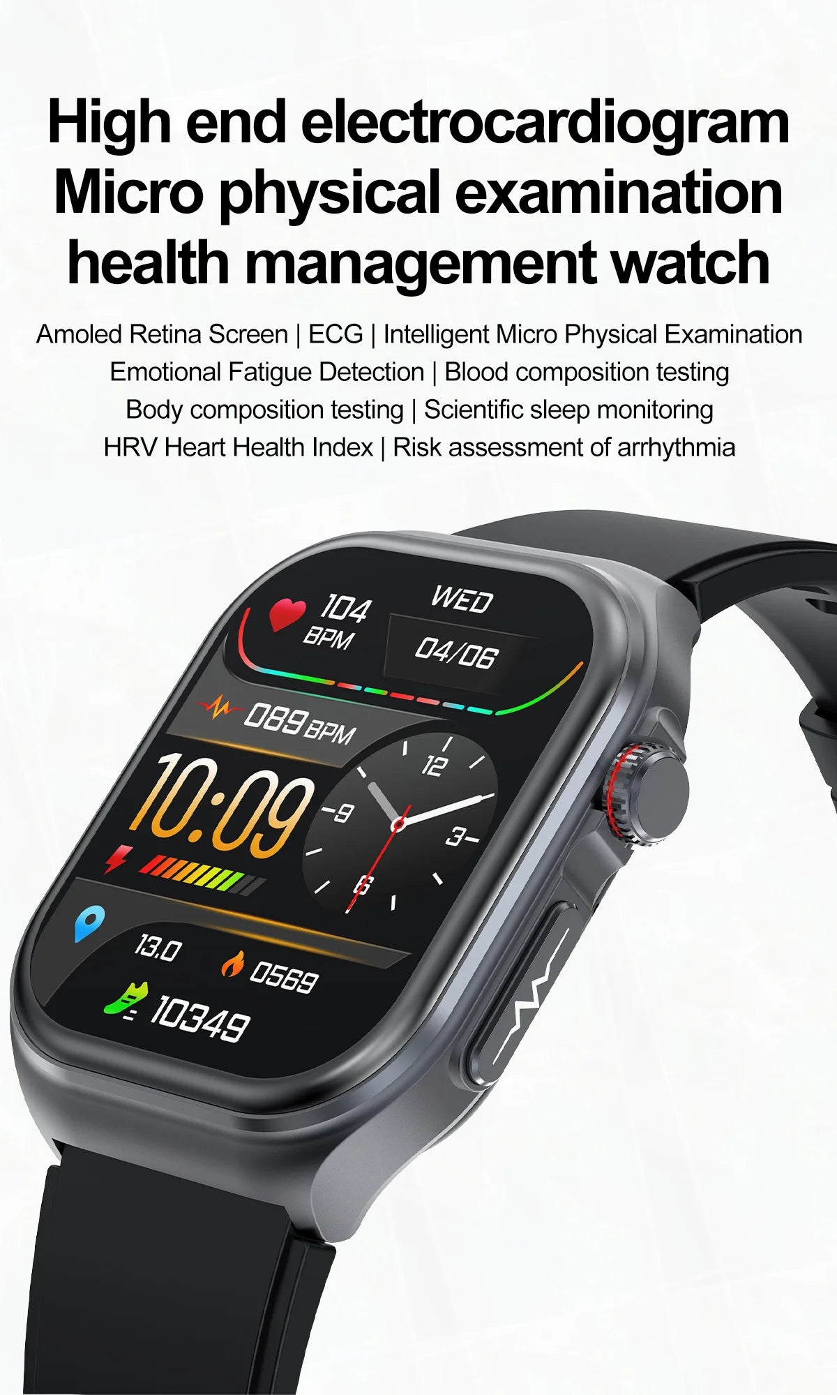 2024 New Medical Grade Smart Watch Men's Ecg Nfc Watches AMOLED Blood Glucose Oxygen Lipid Health Fitness Call Smartwatch Men