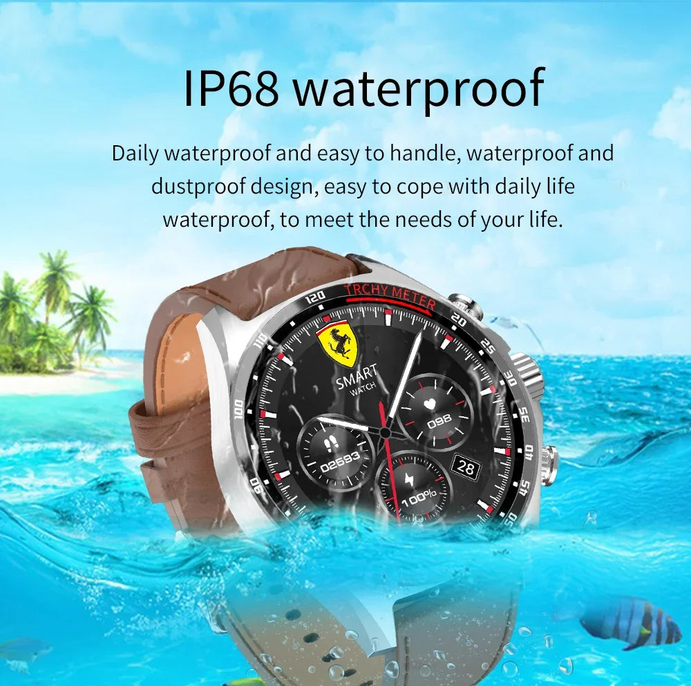 2024 New Smart Watch Men Original AMOLED HD Screen Outdoor Sports Fitness Tracker Compass Business NFC Bluetooth Call Smartwatch