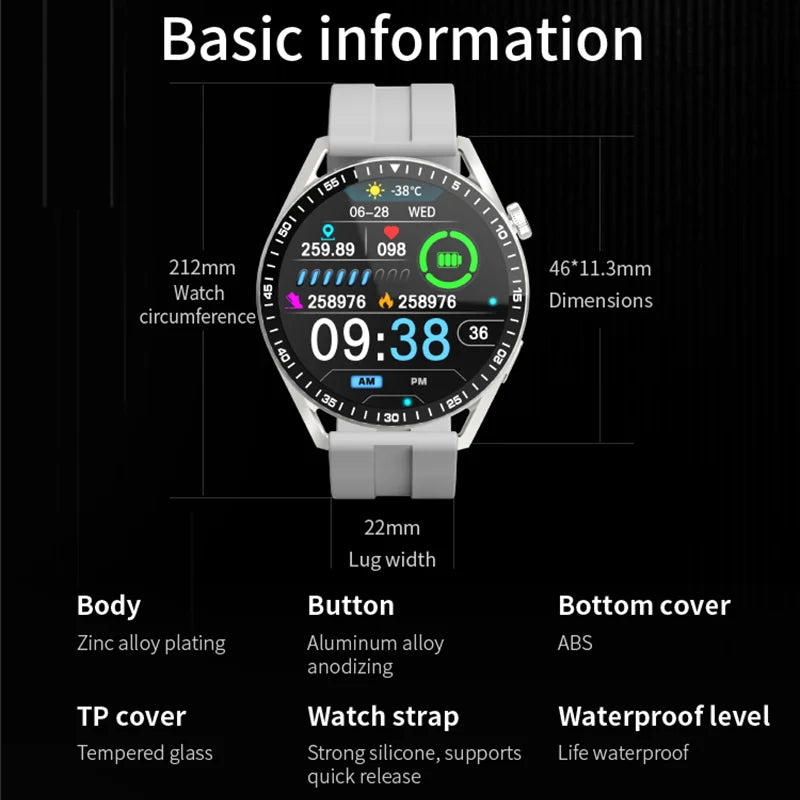 Smart Watch Men Women Bluetooth Call BRUBOSES Waterproof Health Monitoring Classic Round Smartwatches For IOS Android 2024 New