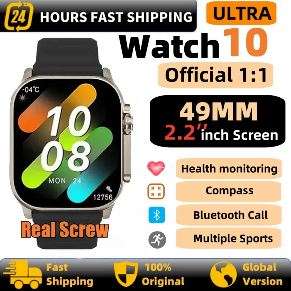 New Watch 10 Ultra Smart Watch 49mm 2024 New NFC Men Women GPS Track Bluetooth Call BT Music Games Wireless Charging Smartwatch