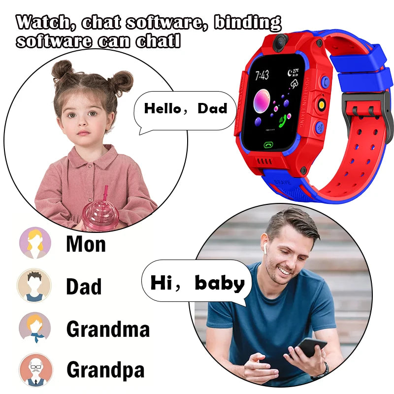 Kids Smart Watch 2023 New Sim Card Smartwatch For Children Sos Call Phone Camera Voice Chat Photo Boy Girl Gift Color Screen Q19