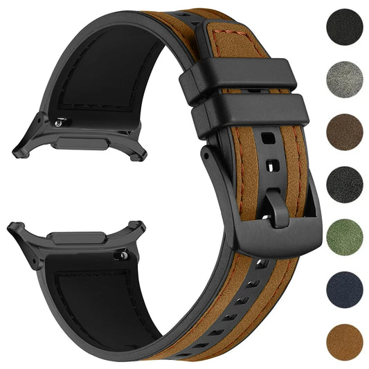 Leather Silicone Strap For Samsung Galaxy Watch 7 Ultra 47mm Sports Women Men Bracelet Band Loop For Samsung Watch 7 47mm Clasp