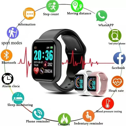 Multifunction Smart Watch Message Remind Control Bluetooth Fitness Heart Rate Sport Step Calories Smartwatch For Men Women Kids