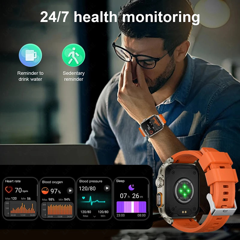 2024 For Xiaomi 1.91 " HD Screen Smart Watch Men Bluetooth Call Tracker Watch Blood Pressure Heart Rate Monitor Sport Smartwatch