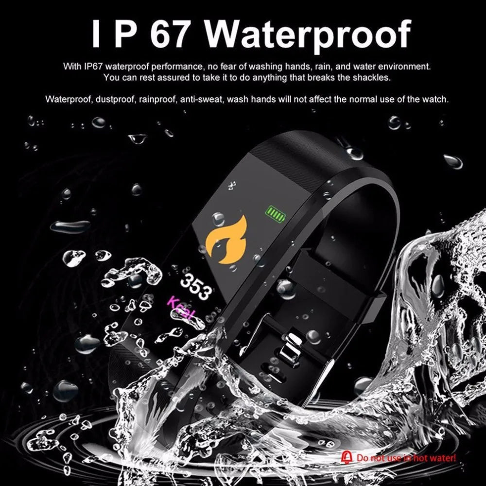 ID115 PLUS Smart Sports Bracelet Bluetooth Wristband Heart Rate Monitor Fitness Tracker Band Watch For IOS Android Phones