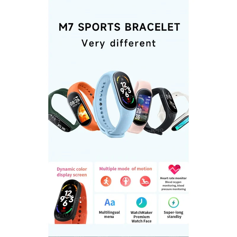 M7 Smart Watch Men Women Smartband M7 Heart Rate Smartwatch Fitness Tracker Blood Pressure Sport Smart Bracelet for band 7