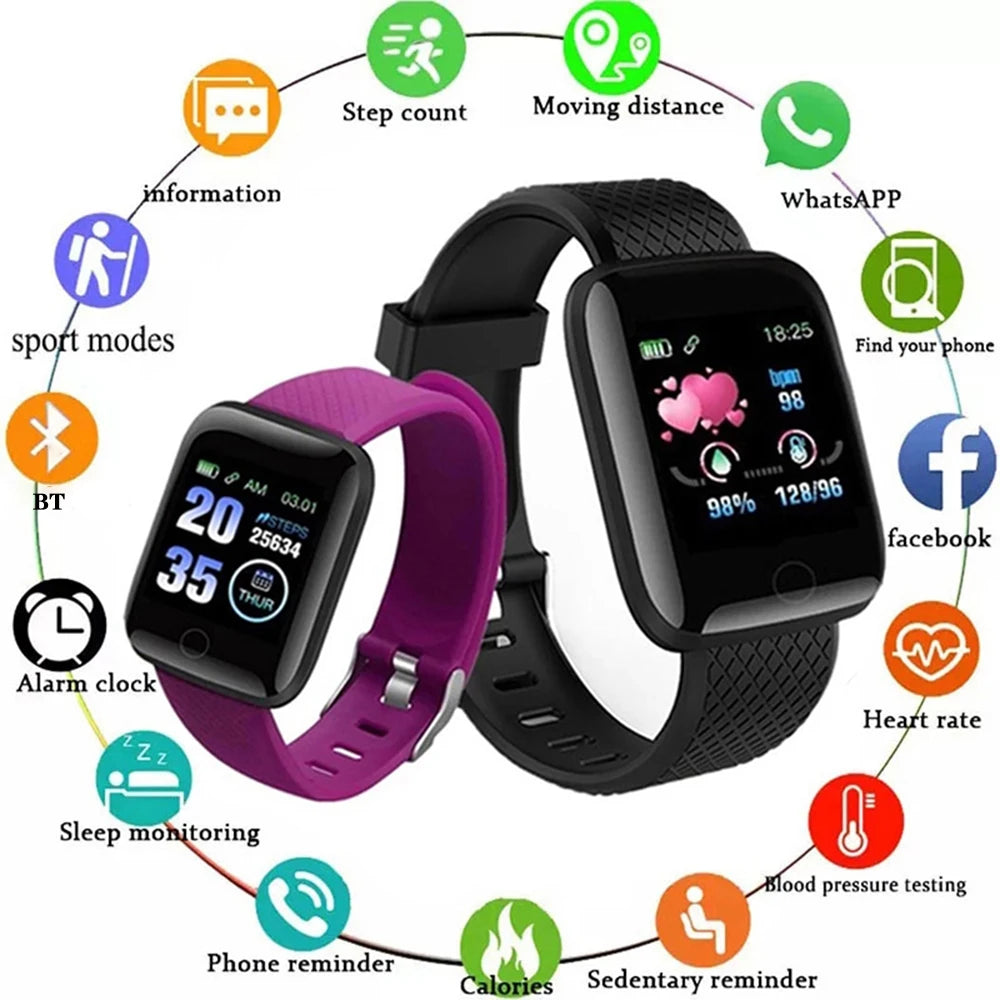 116plus Waterproof Smart Watch Smart Bracelet Step Counting Multi Sport Mode Message Reminder Heart Rate Monitor Blood Pressure