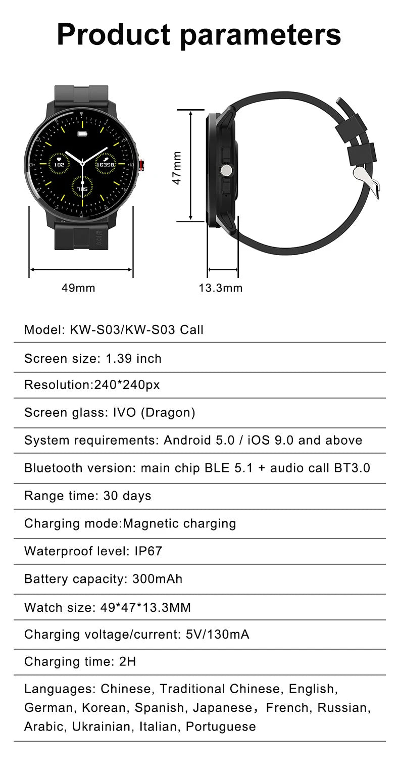 KINGSTAR Smart Watch Bluetooth Call Heart Rate Monitoring IP67 Waterproof Sports Fitness Watches For Men Women Smartwatch 2024