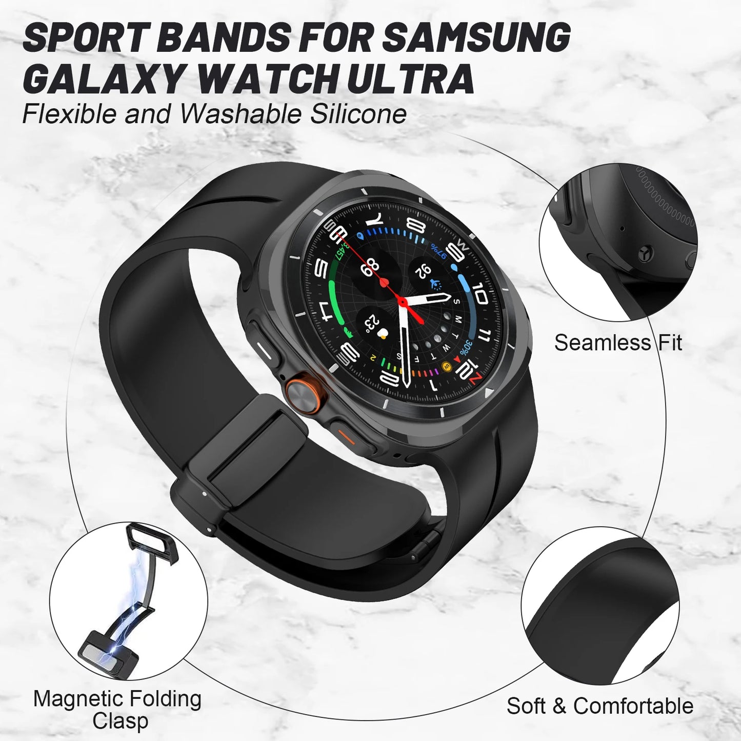 Magnetic Strap For Samsung Galaxy watch ultra 47mm Accessories No gaps Silicone Bracelet correa galaxy watch 7 ultra band 47 mm