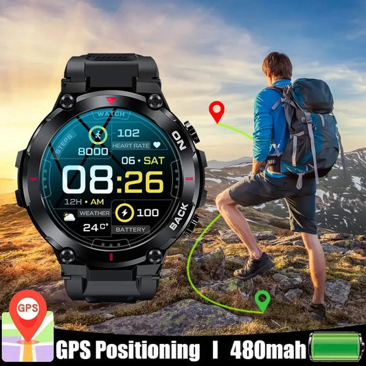 New 2024 GPS Smart Watch Men Outdoor Sport Waterproof Smartwatches Fitness Modes Bracelet Blood Pressure 480mAh Battery Watches