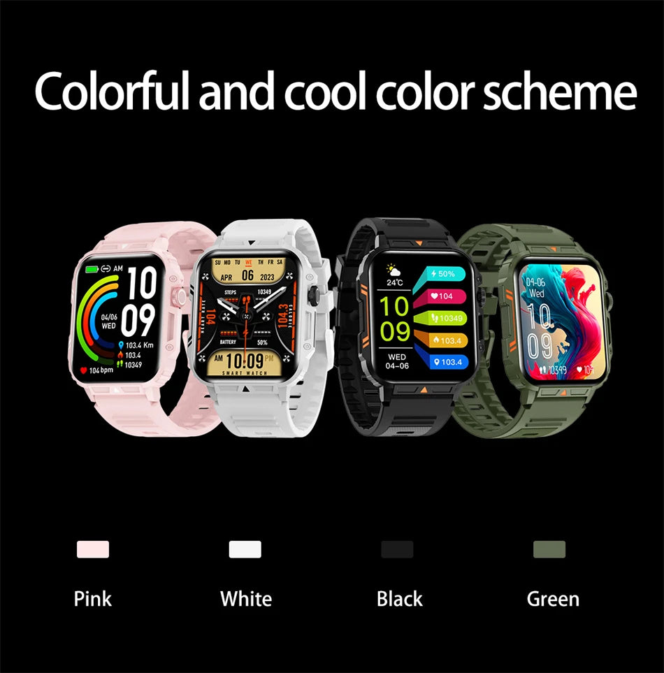 2024 Watch Outdoor Military Sport Fitness Waterproof Smart Watch Men Women Bluetooth Call Smartwatch For Xiaomi Android IOS