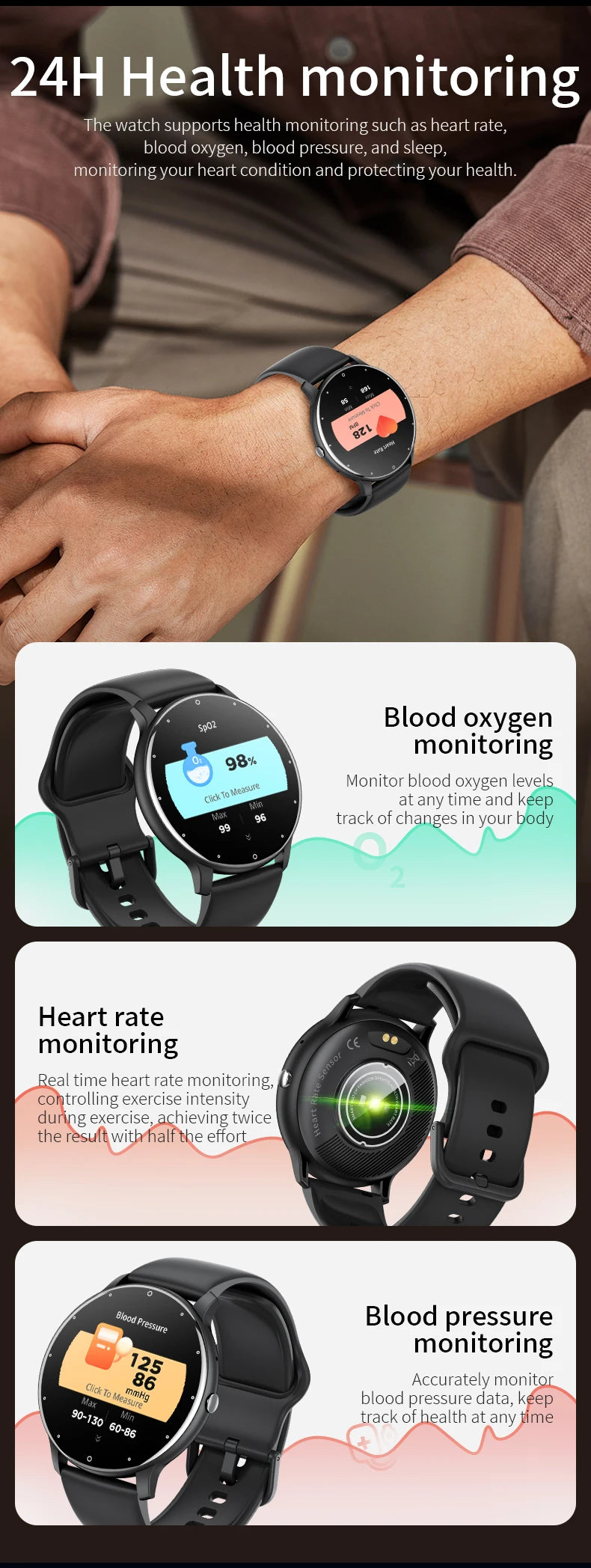 LIGE Men Smart Watch Activity Tracker Heart Rate Health Monitoring Sport Fitness Lady Gift Smartwatch Women 2024 For Android IOS