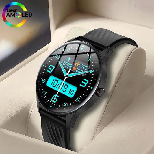 2024 New Noninvasive Blood Sugar Smart Watch Men ECG PPG Body Pressure Healthy Waterproof Smartwatch 466*466 AMOLED Men Watches