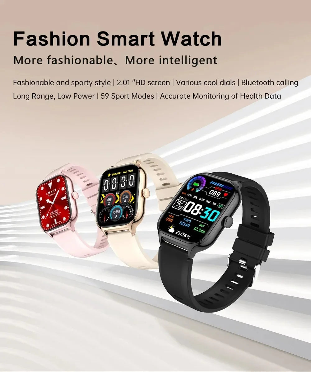 2024 Smarthwhatch 2.01 inch Screen Custom Dial Rotate Button Smart Watch For Men Women Gift Sport Fitness Watches Bluetooth Call