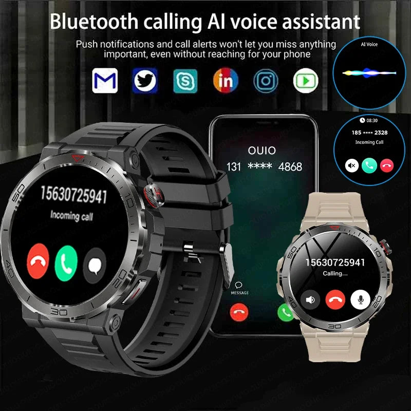 2024 New Rugged Military GPS Smart Watch Men AMOLED HD Screen Heart Rate Bluetooth Call Waterproof Outdoor smartwatch for Xiaomi