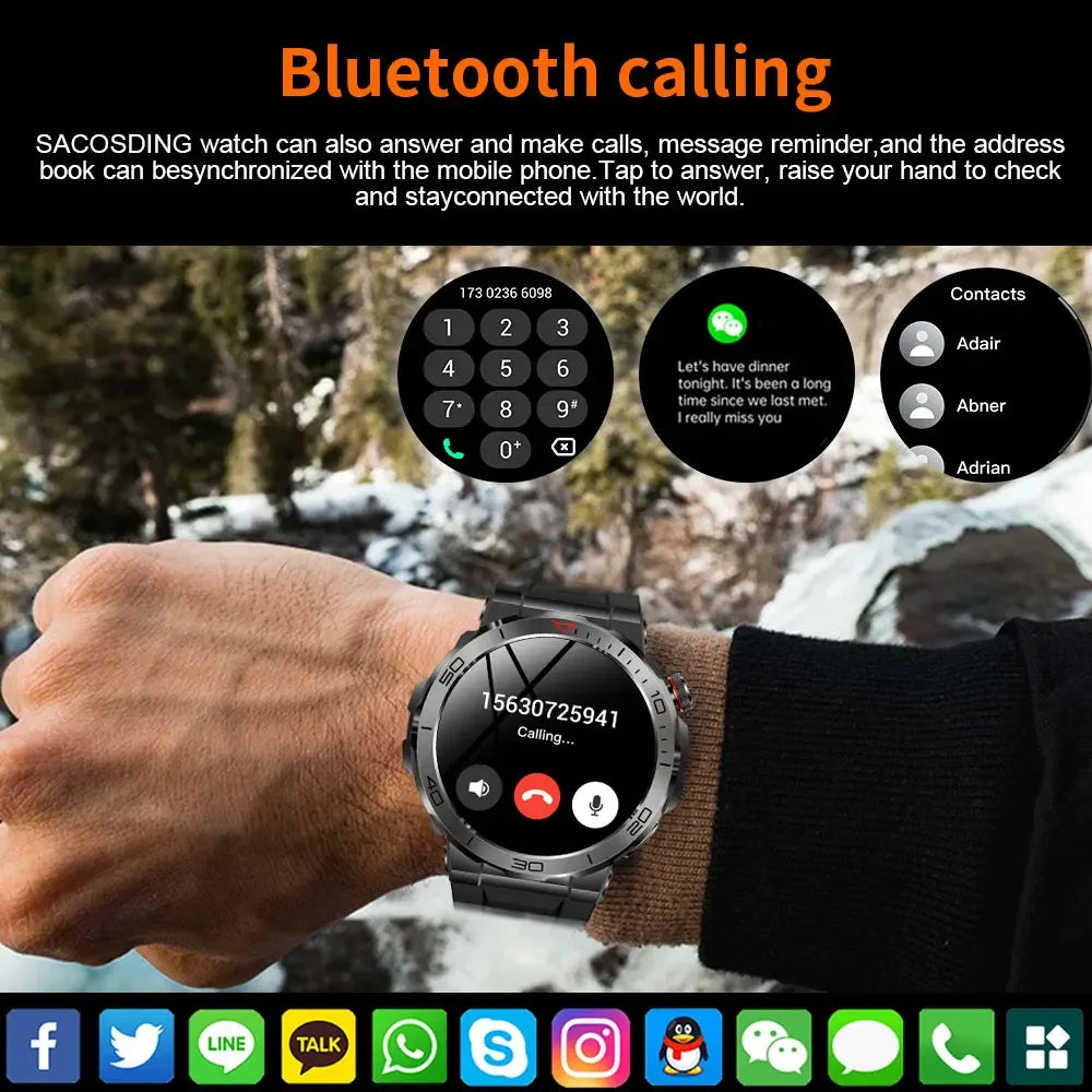 SACOSDING Amoled GPS Smart watches for men Bluetooth call Compass 2024 Sports Smartwatch For Android Waterproof Fitness Tracker