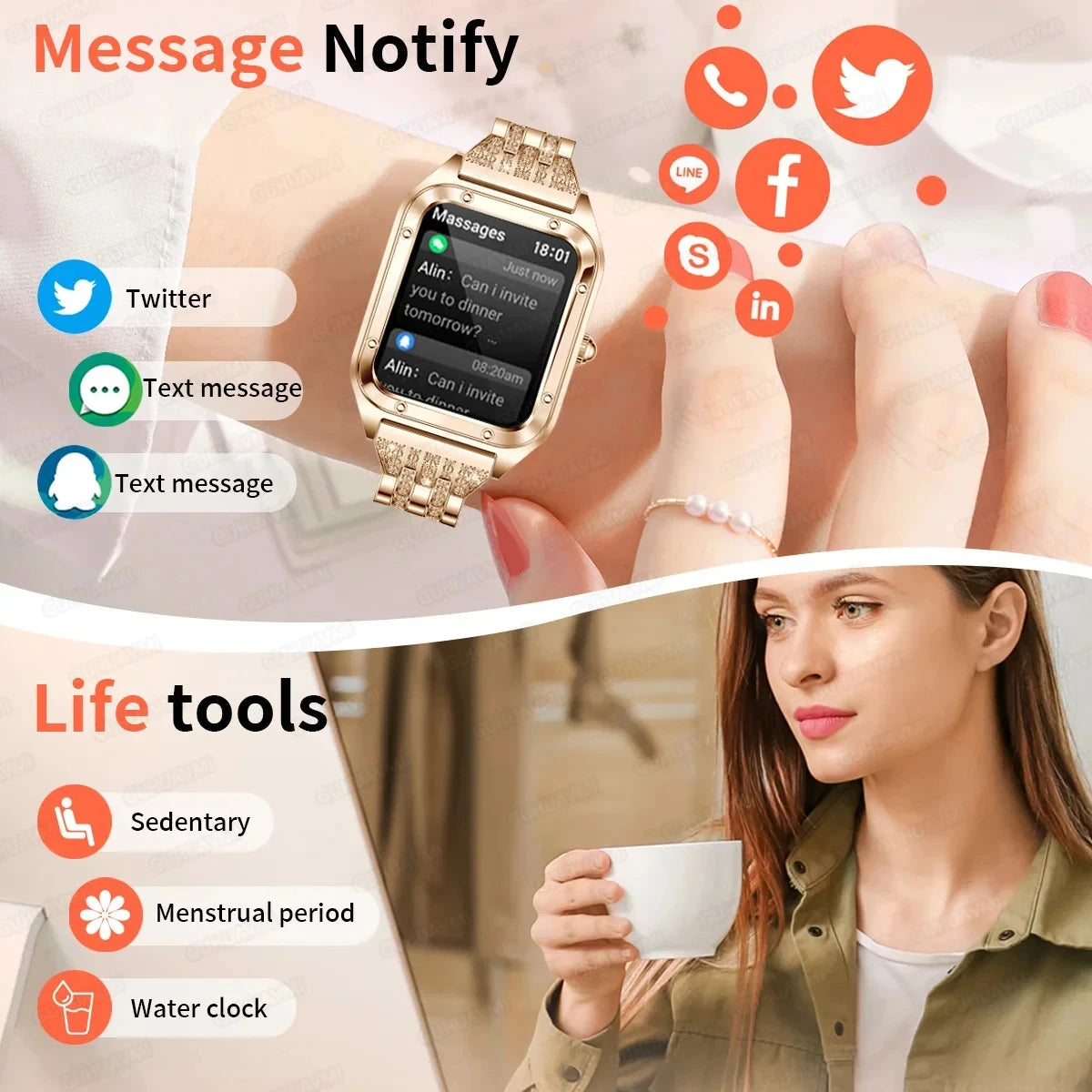 2024 Bluetooth Call Smart Watch AMOLED Screen Women Custom Dial Watches Sport Fitness Tracker Heart Rate Smartwatch For Xiaomi