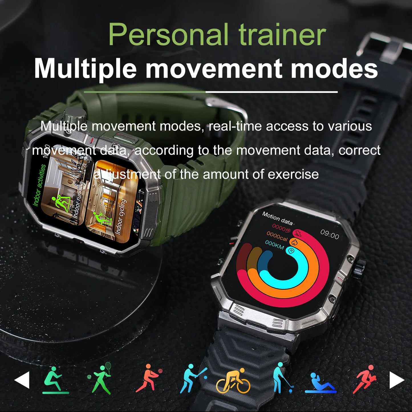 2024 New Military Smart Watch Men IP68 2.01 Inch Screen Outdoor Sports Fitness Tracker Health Monitor Bluetooth Call Smartwatch