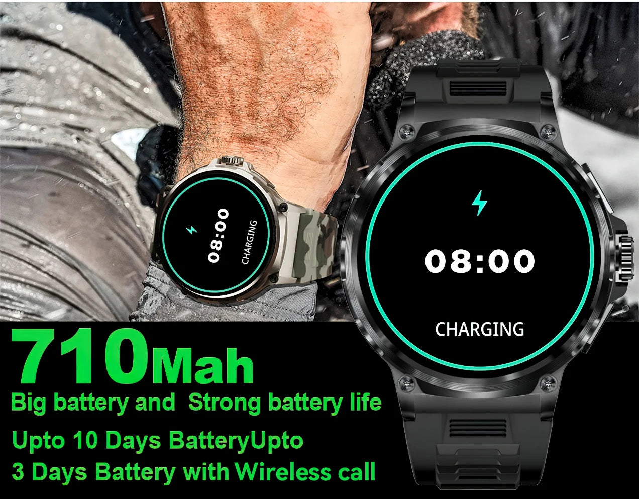 LIGE Outdoor Sports Smart Watch Men 1.85'' HD Screen Bluetooth Call 710mAh Large Capacity Health Monitor Fitness Smartwatch 2024