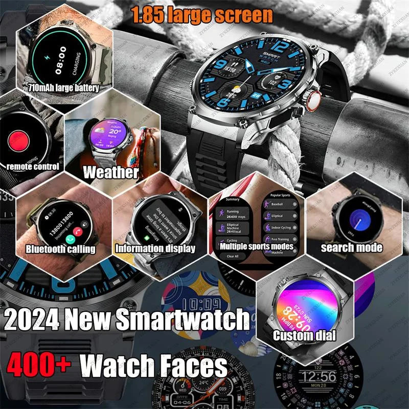 Outdoors Military Smart Watch Men For Android IOS Blood Pressure Waterproof 710 mAh Watches Bluetooth Call Smartwatch 2024 New