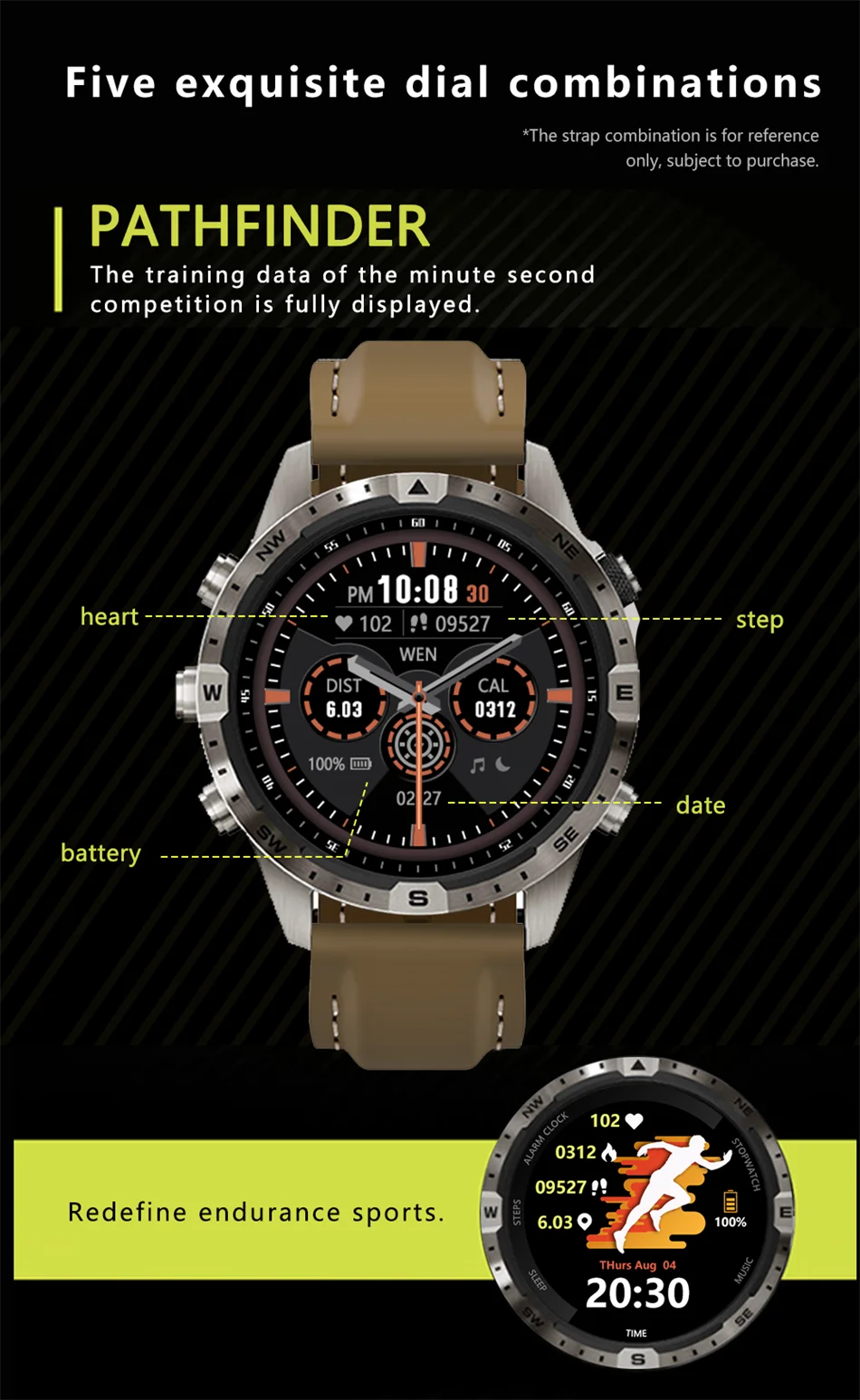 For Huawei Xiaomi 2024 New Bluetooth Call Smart Watch Men GPS Sports Compass IP68 Waterproof Rugged Military Smartwatches+Box