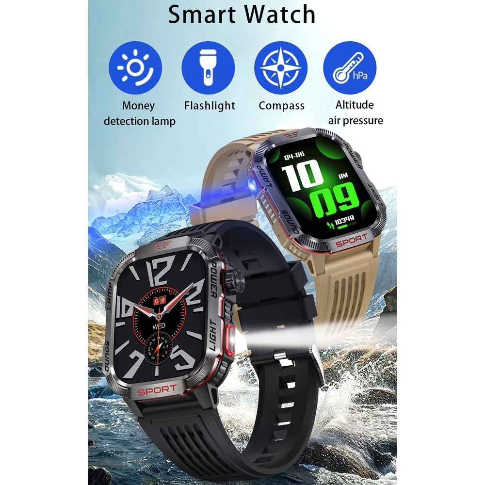 Outdoor GPS Sports Men Smart Watch 600mAh Extra Long Battery 2.01‘’ HD Bluetooth Call Waterproof Smartwatch 2024 New Sport Watch