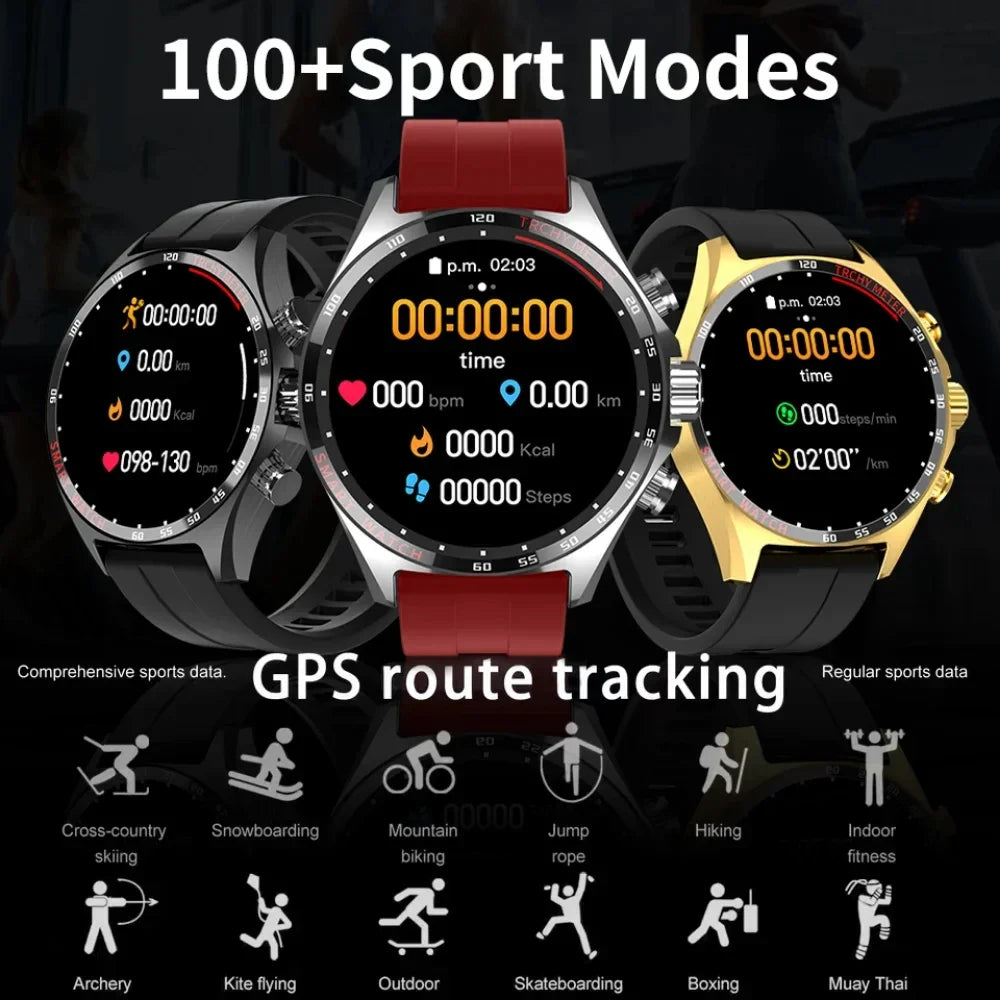 2024 New Smart Watch Men Original AMOLED HD Screen Outdoor Sports Fitness Tracker Compass Business NFC Bluetooth Call Smartwatch