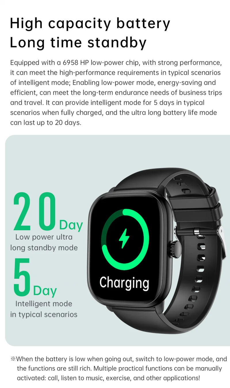 2024 Men Smartwatch 2 Inch Large Screen Fashion Bluetooth Call Music Heart Rate Blood Oxygen Blood Pressure Sports Smart Watches