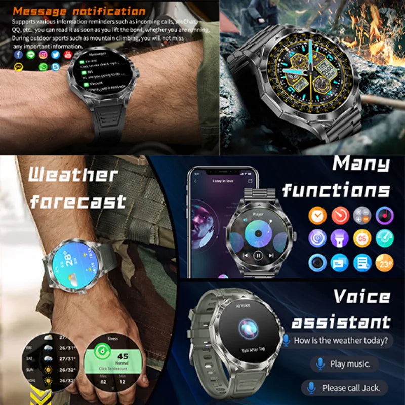 2024 Outdoor Men IP68 waterproof smartwatch 710Mah battery GPS Motion track HD Bluetooth Call Men's smartwatch for Android iOS