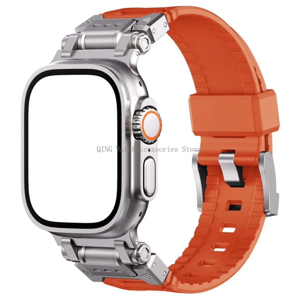 Rubber Straps for Apple Watch Ultra2 49/45/44/42mm Silicone Smartwatch Band for Iwatch 9 SE 8 7 6 5 4 3 42mm TPU Sport Wristbelt