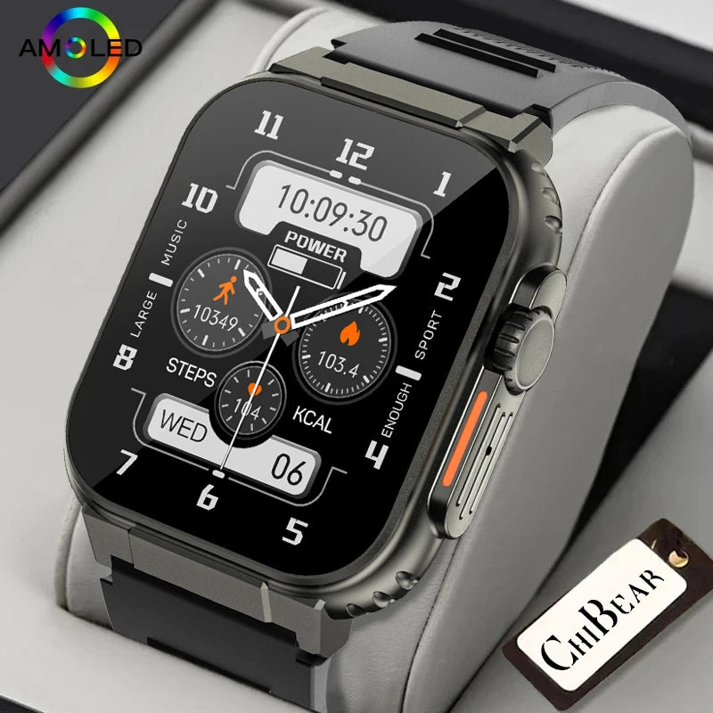 Rugged Military Smart Watch Men 2.01 inch GPS Sports Fitness Tracker Local Music IP68 Waterproof Bluetooth Talk Smartwatch 2024