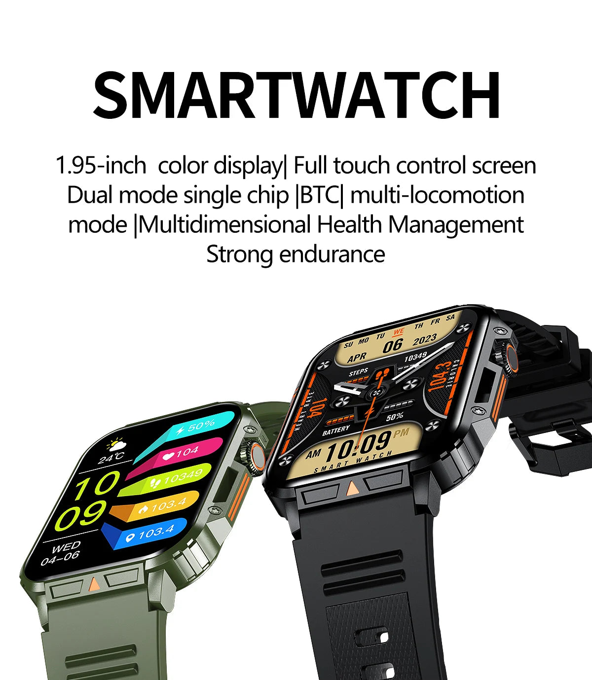 2024 ﻿For Xiaomi 1.95 inch Outdoor Sports Smart Watch Men IP68 Waterproof Bluetooth Call AI voice Heart rate Fitness SmartWatchs