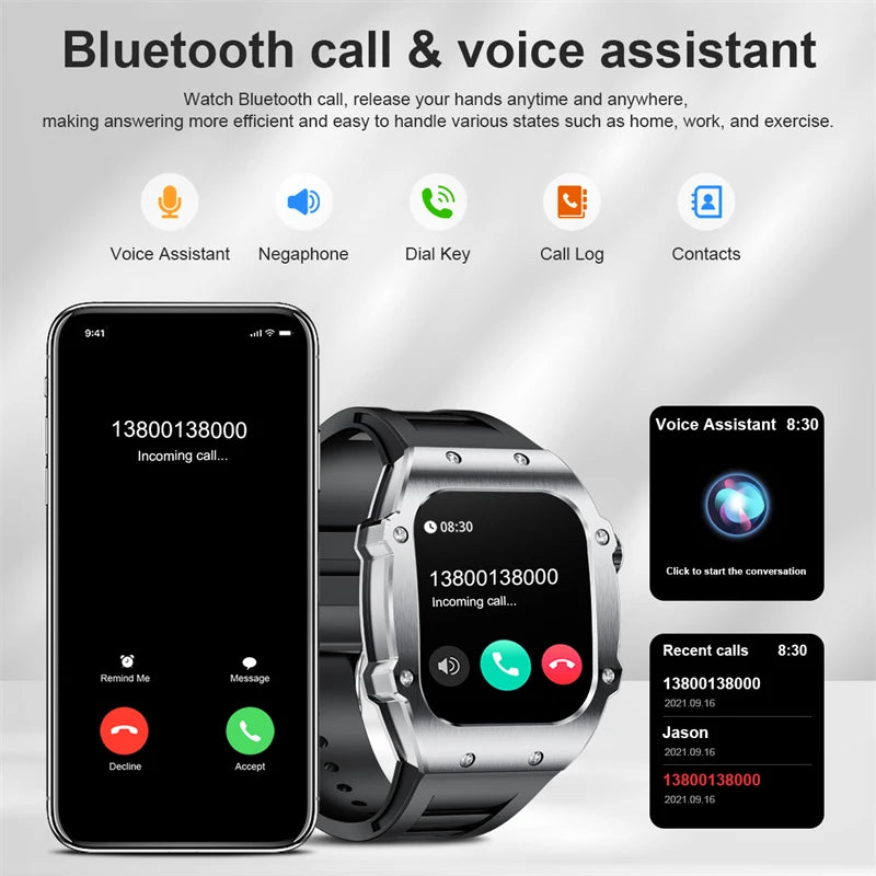 2024 Men Smart Watch 1.91inch Full Touch AMOLED Screen 400mAh Large Battery Waterproof Bluetooth Call Smartwatch For Android ios