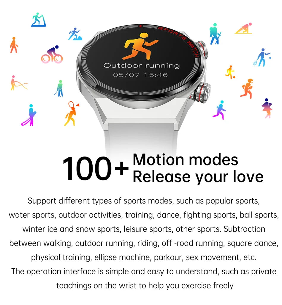 For Huawei Xiaomi NFC Smart Watch Men GT3 Pro AMOLED 390*390 HD Screen Heart Rate Bluetooth Call IP68 Waterproof SmartWatch 2024